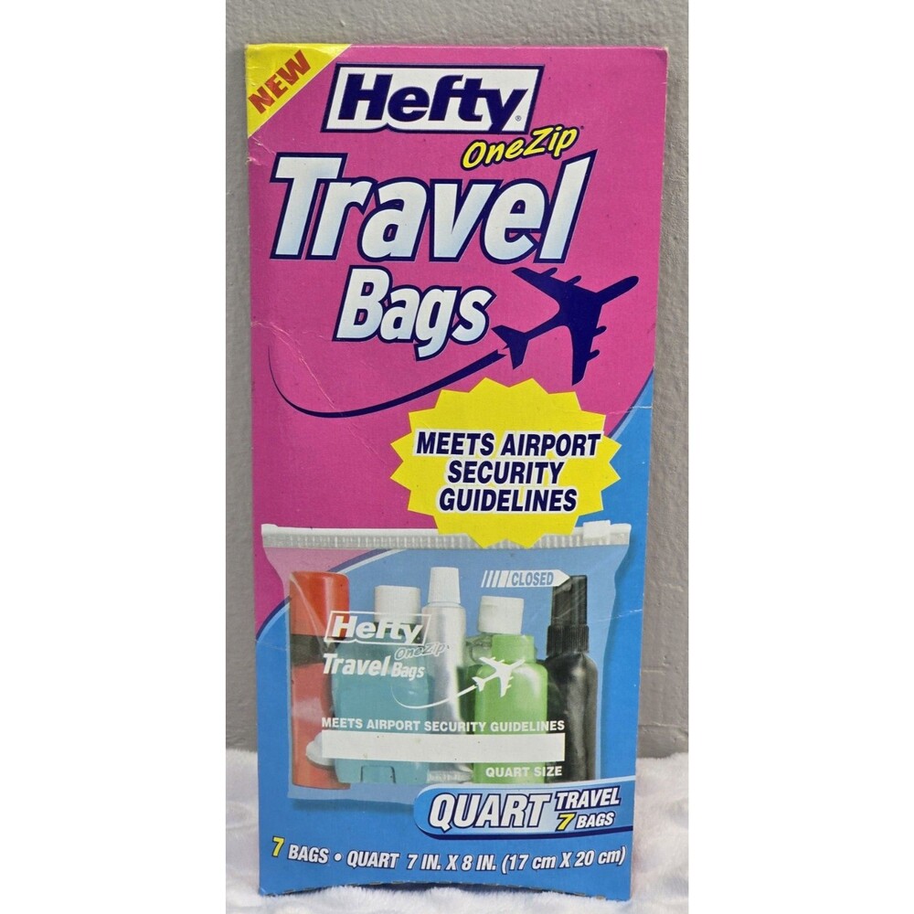 Hefty One Zip Travel Bags Quart Bag Size 7 New Discontinued Stock Airport TSA OK